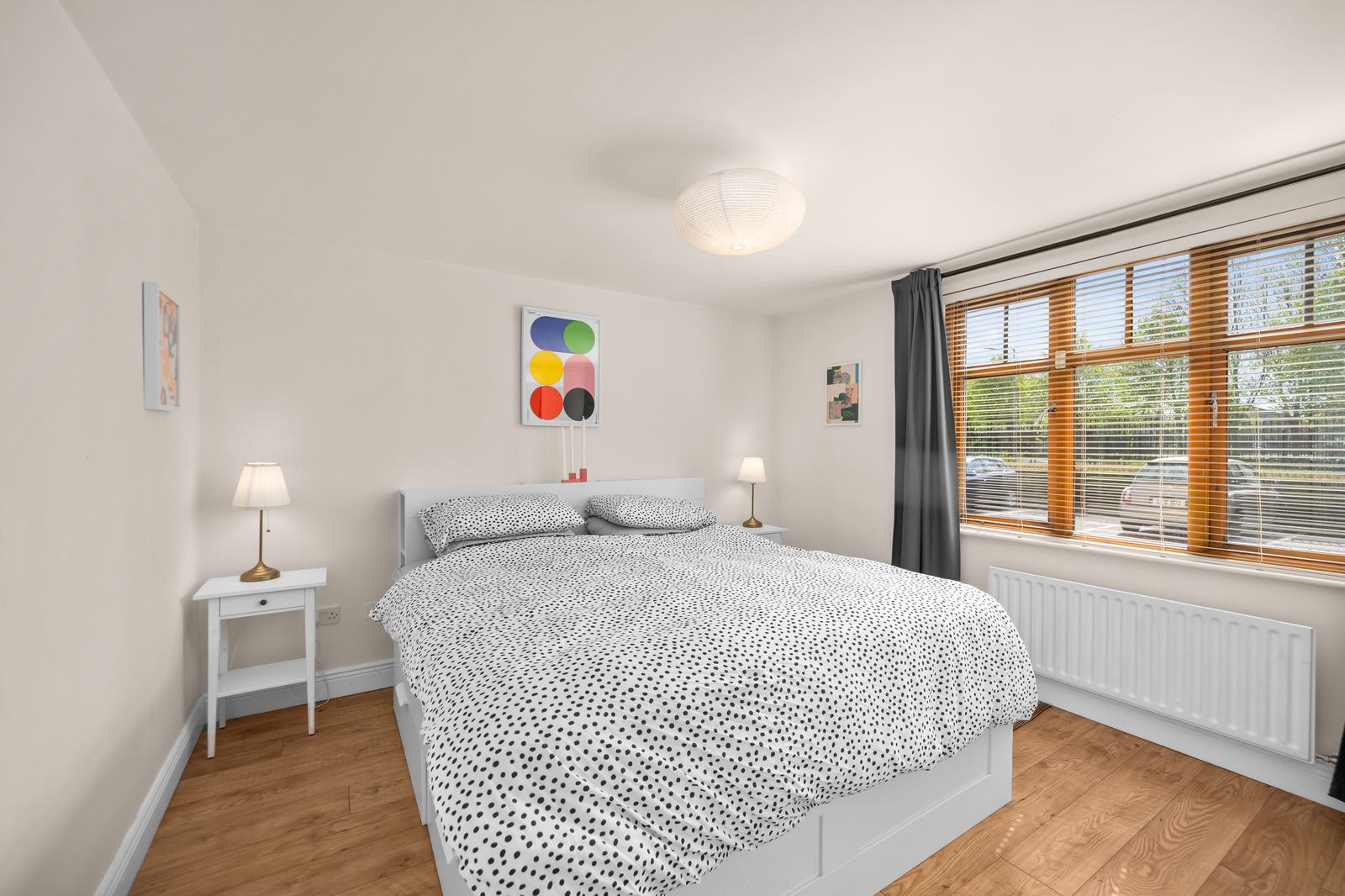 Bright, well-staged bedroom